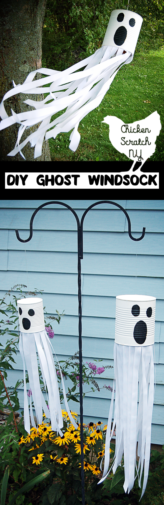 Get ready for Halloween with this DIY tutorial for a ghost windsock with ribbon and paint for a spooky friend straight from the