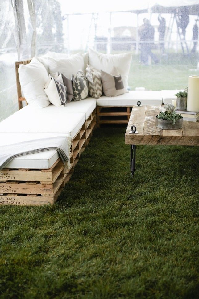 Give your backyard a rustic chic feel with upcycled pallet furniture.