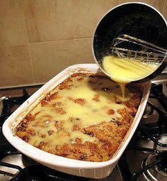 Grannys Old-Fashioned Bread Pudding with Vanilla Sauce • 4 cups (8 slices) cubed white bread • 1/2 cup raisins • 2 cups milk