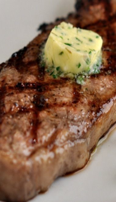 Grilled New York Strip with Herb Garlic Butter
