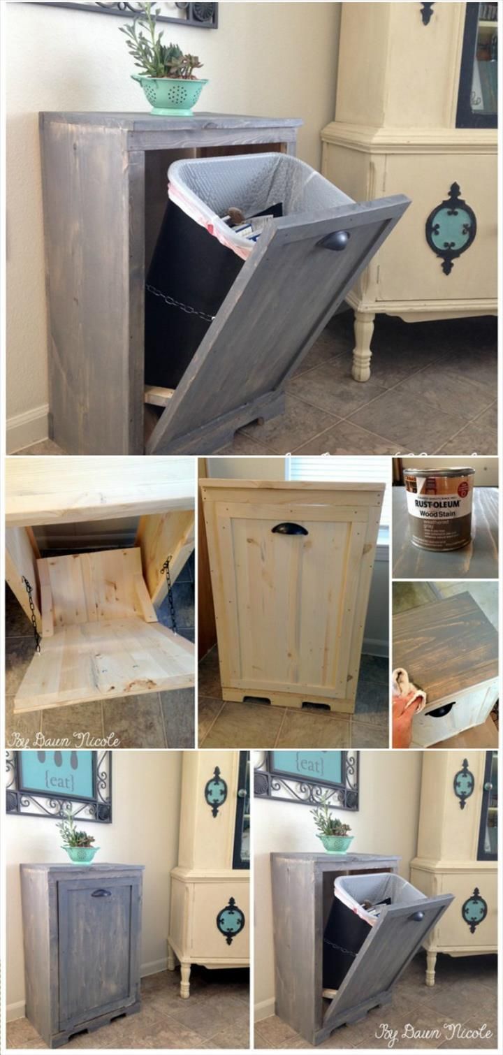 Hand-built wooden Tilt-out Trash Can Cabinet – 22 Genius DIY Home Decor Projects You Will Fall In Love With!!