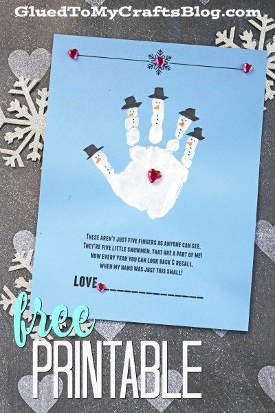 Handprint Snowman – Free Poem Printable