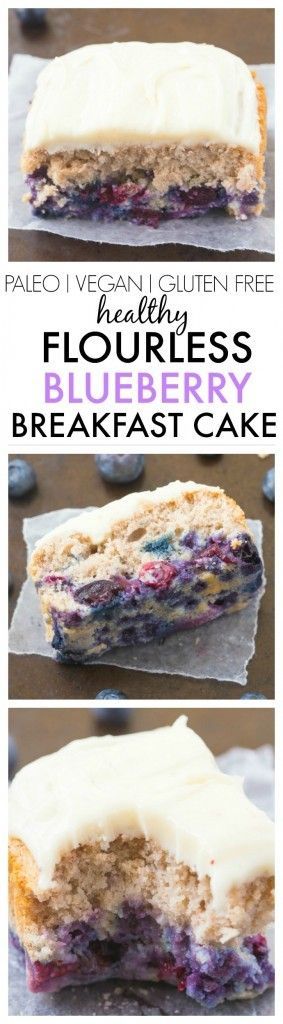 Healthy Flourless Blueberry Breakfast Cake- Light and fluffy on the inside, tender on the outside, have a guilt free dessert for