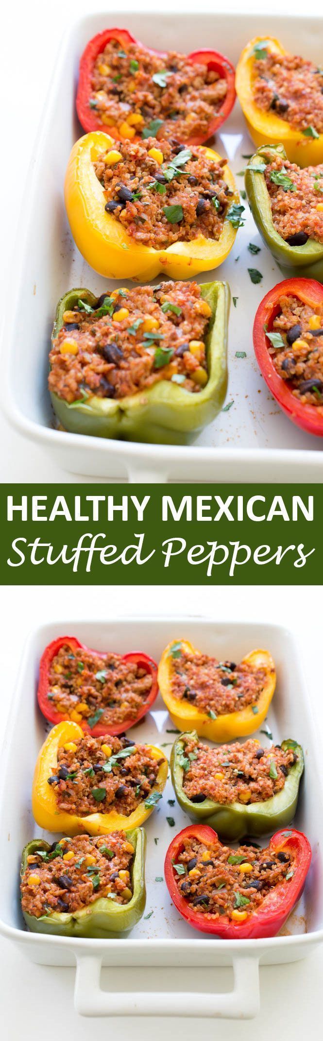 Healthy Mexican Quinoa and Turkey Stuffed Peppers. A quick, easy and healthy weeknight meal! | chefsavvy.com