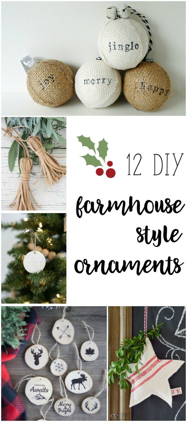 Here are some beautiful farmhouse style DIY Christmas ornaments and decorations! I love them, go take a look!