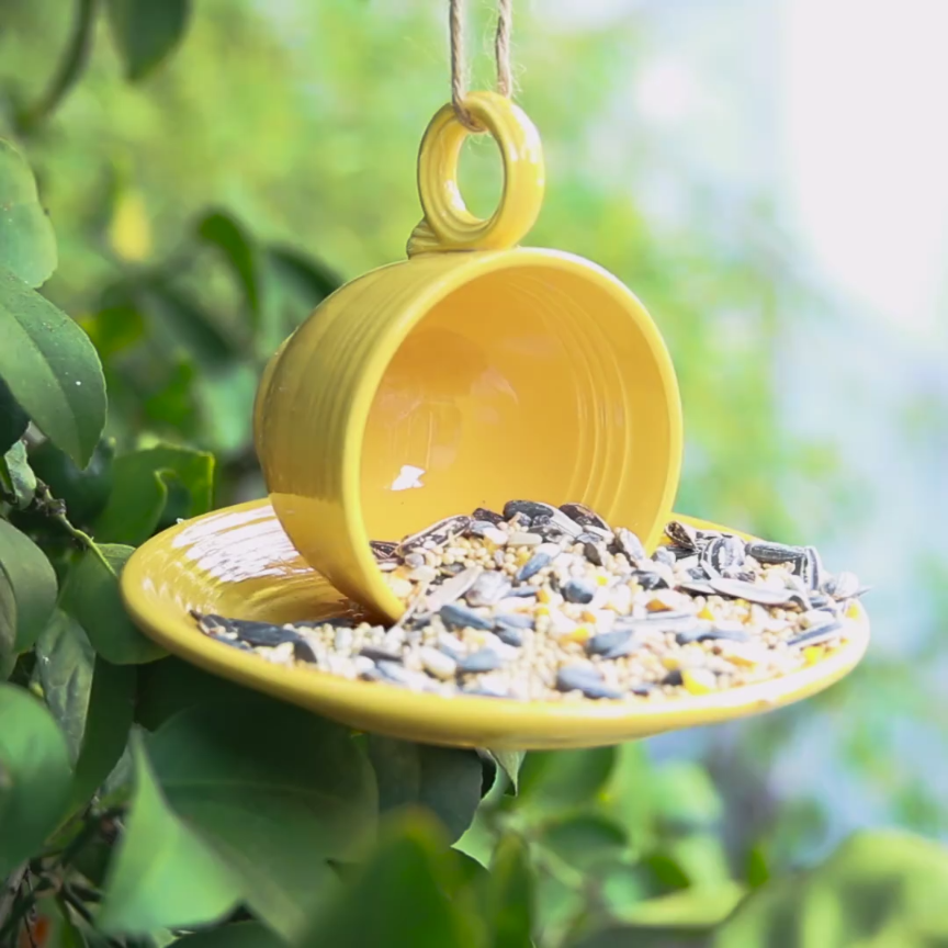 Here Is How To Create Your Own Teacup Bird Feeder. I dont know if I could bring myself to do this, though…its Fiesta!