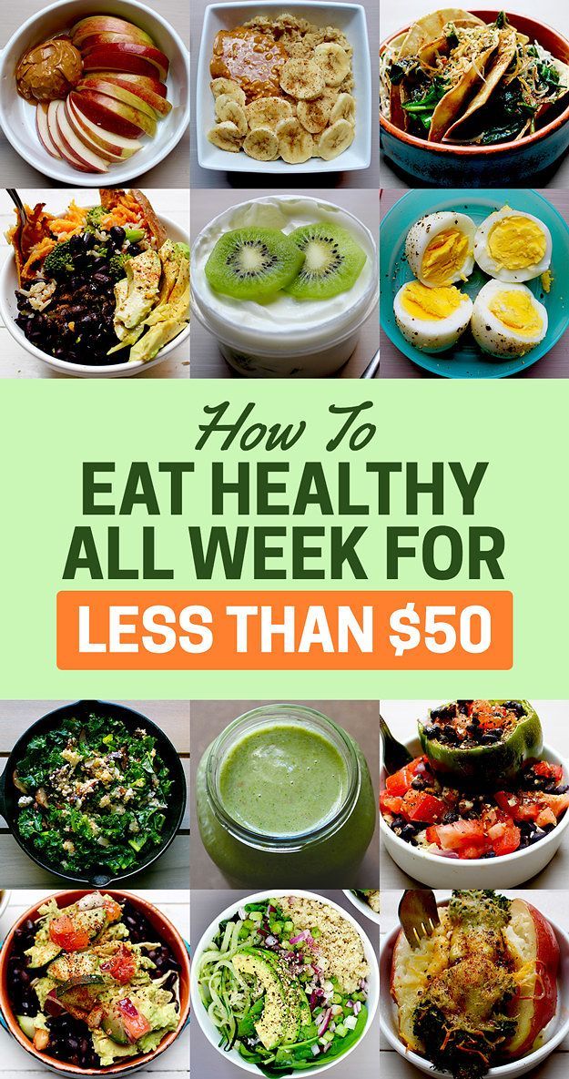 Heres How To Eat Healthy All Week For Less Than $50: some really tasty looking vegetarian recipes in here! #2_week_fun