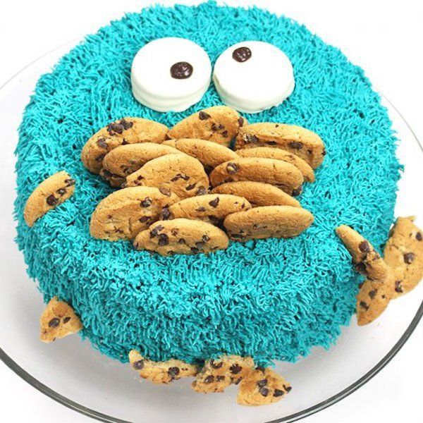 I love this cake! Cookie Monster was one of my favorite characters on Sesame Street! “C is for cookie…” This would be a