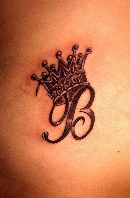 Initial crown tattoo. This would be cute with my kids initials. A boy crown for my son & a tiara for my daughter.