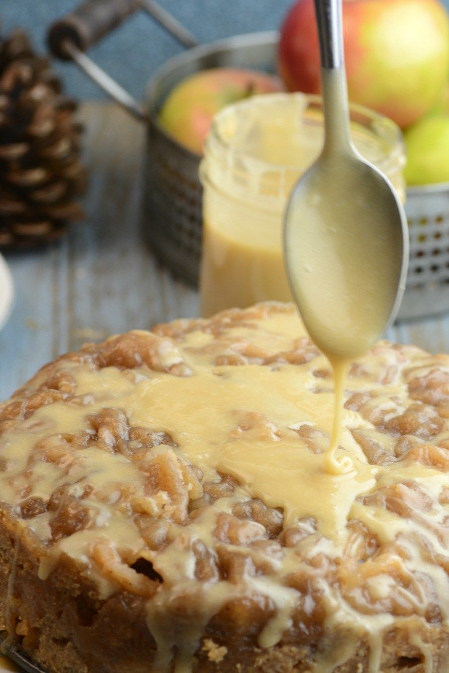 Instant Pot Apple Bread with Salted Caramel Icing. Try making with Jimmy Johns Day Old Bread!