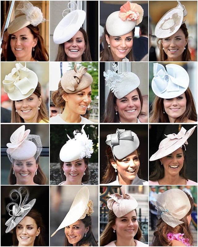 Kates light coloured headpieces Id love to see how she stores all of these! What I wouldnt give for a glimpse at her wardrobe..