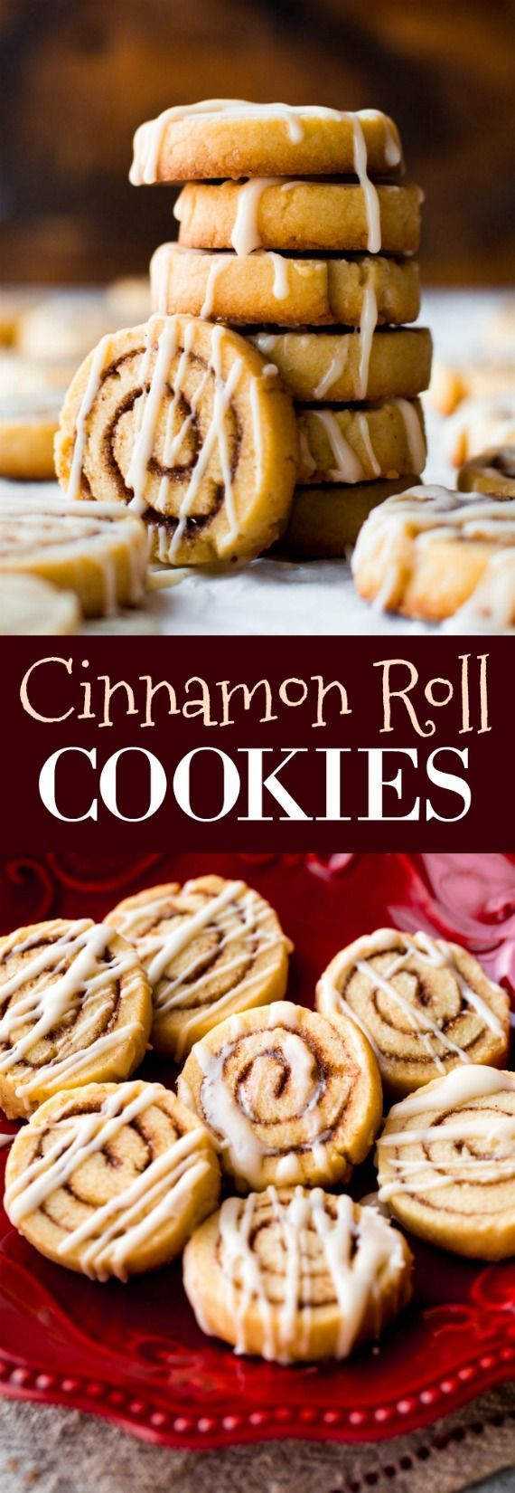 Little cinnamon roll cookies made from sugar cookie dough! Easy recipe on sallysbakingaddic…