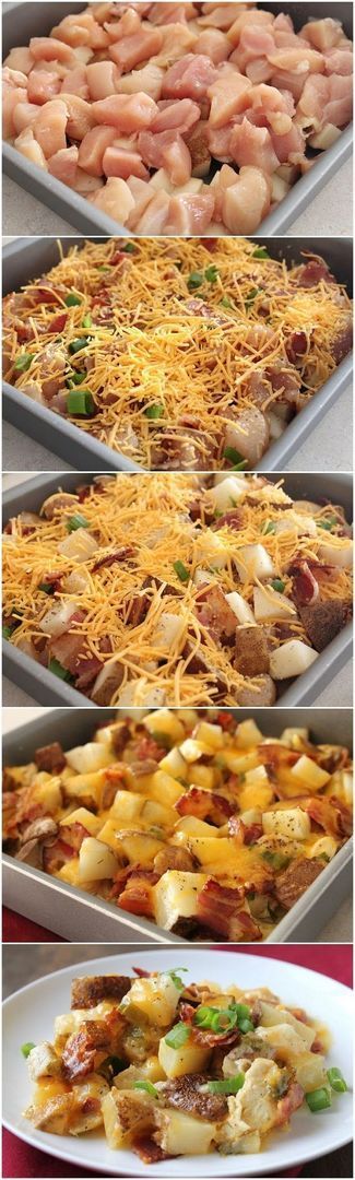 Loaded Baked Potato & Chicken Casserole | Cookboum #main_dish_casserole_recipes
