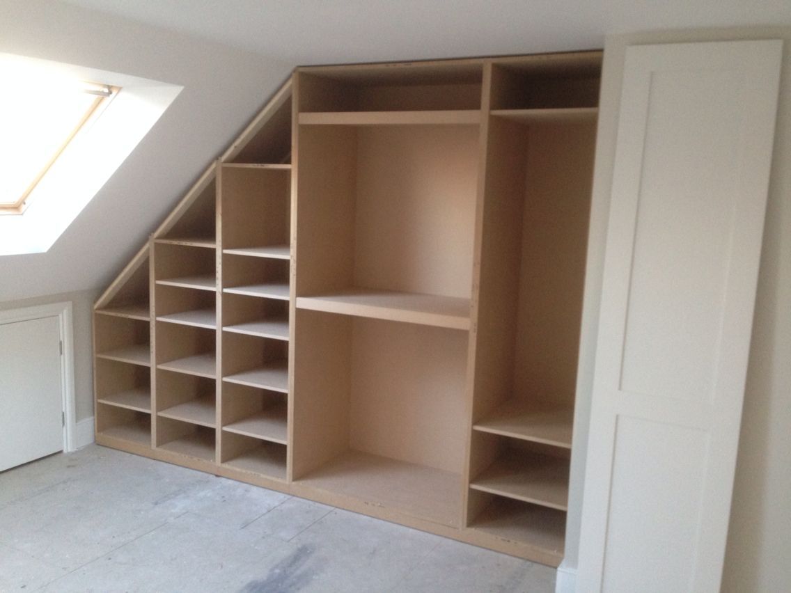 Loft room conversion. Wardrobe to fit sloping ceiling. Interior layout. #Fitness_Wardrobes_Layout