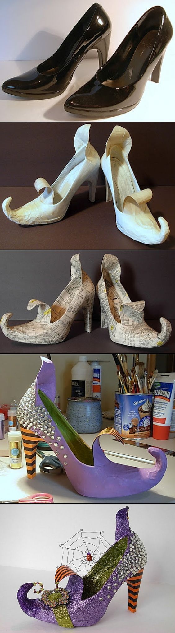 Make the coolest most wicked WITCH shoes from an old pair of your heels! | Dale detalles – Spooktacular Halloween DIYs, Crafts and