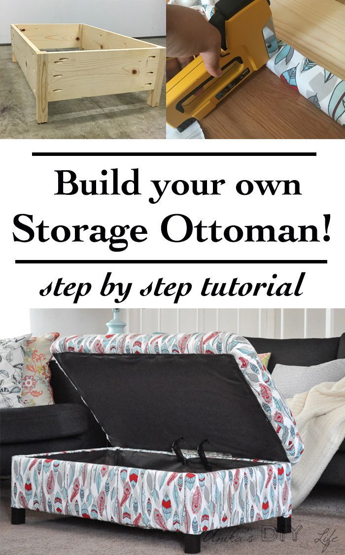 Make your own DIY upholstered storage ottoman – it is super easy! This tutorial shows you how – from building the frame to