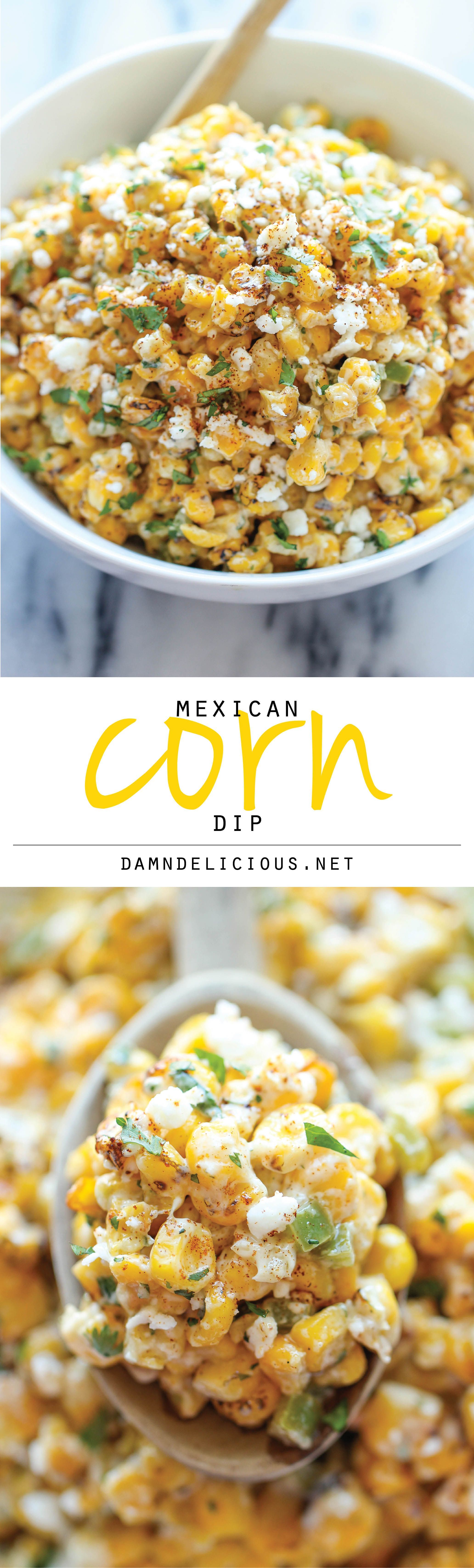 Mexican Corn Dip – Traditional Mexican street corn is turned into the best dip ever! Its so good, you wont need the chips!