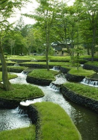 Natural Water Feature ~ green & white