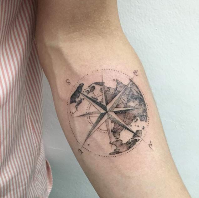 Nautical Globe Compass Tattoo tatuajes | Spanish tatuajes |tatuajes para mujeres | tatuajes para hombres | diseños de tatuajes