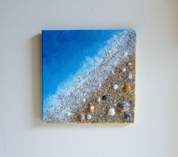Original Beach Painting with Real Sand and by Paintspiration, $49.00