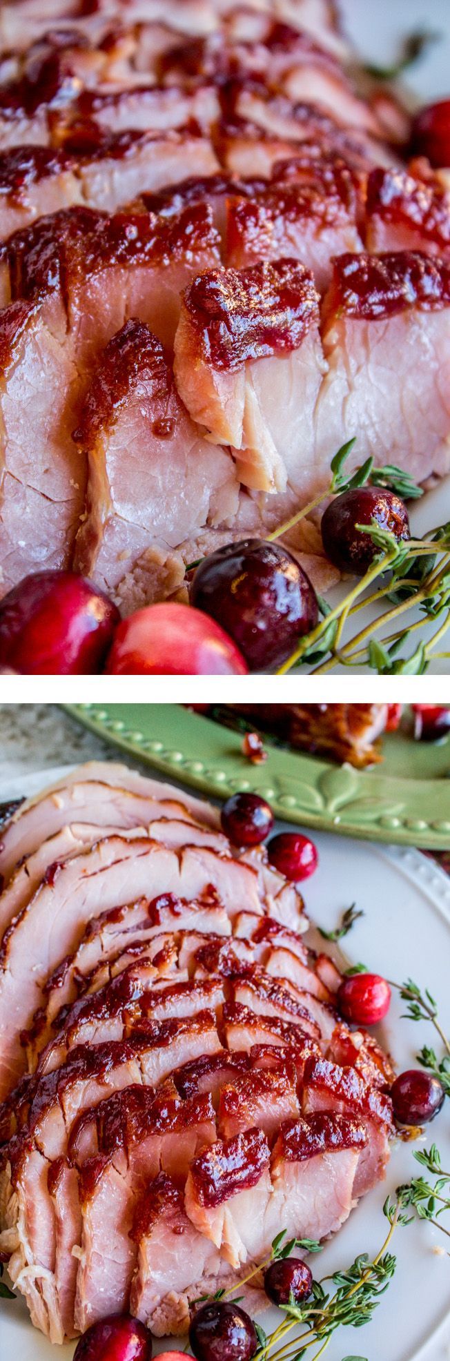 Oven roasted Cranberry Dijon Glazed Ham from The Food Charlatan. Aint nothin better than an oven-roasted glazed ham I say! This