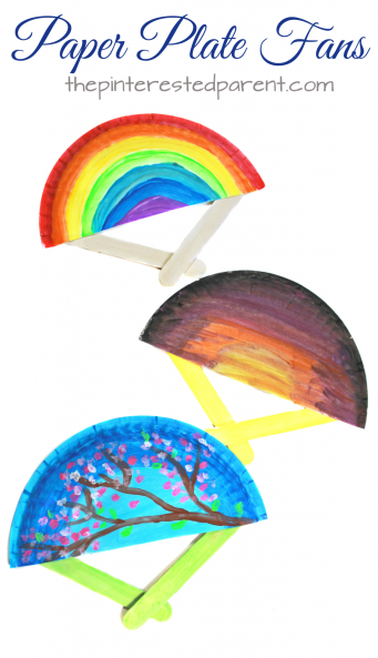 Paper plate fans for the spring and summer. These hand fans are a simple arts and craft project that is perfect for toddlers,