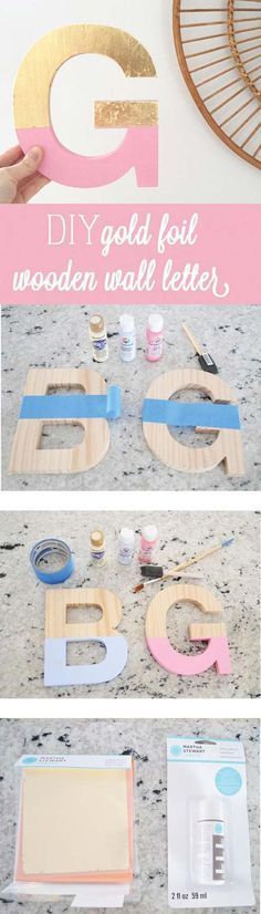 Pink DIY Room Decor Ideas – DIY Gold Foil Letter Art – Cool Pink Bedroom Crafts and Projects for Teens, Girls, Teenagers and