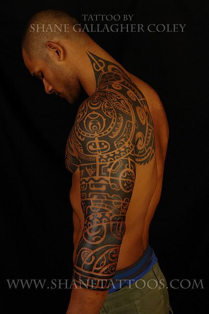 polynesian tattoo, like the extension onto the neck