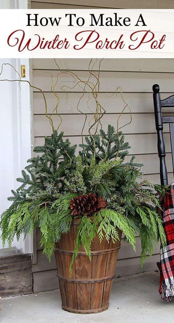 Quick and easy tutorial for making these GORGEOUS winter porch pots. Made in baskets for a farmhouse style, but can be made in