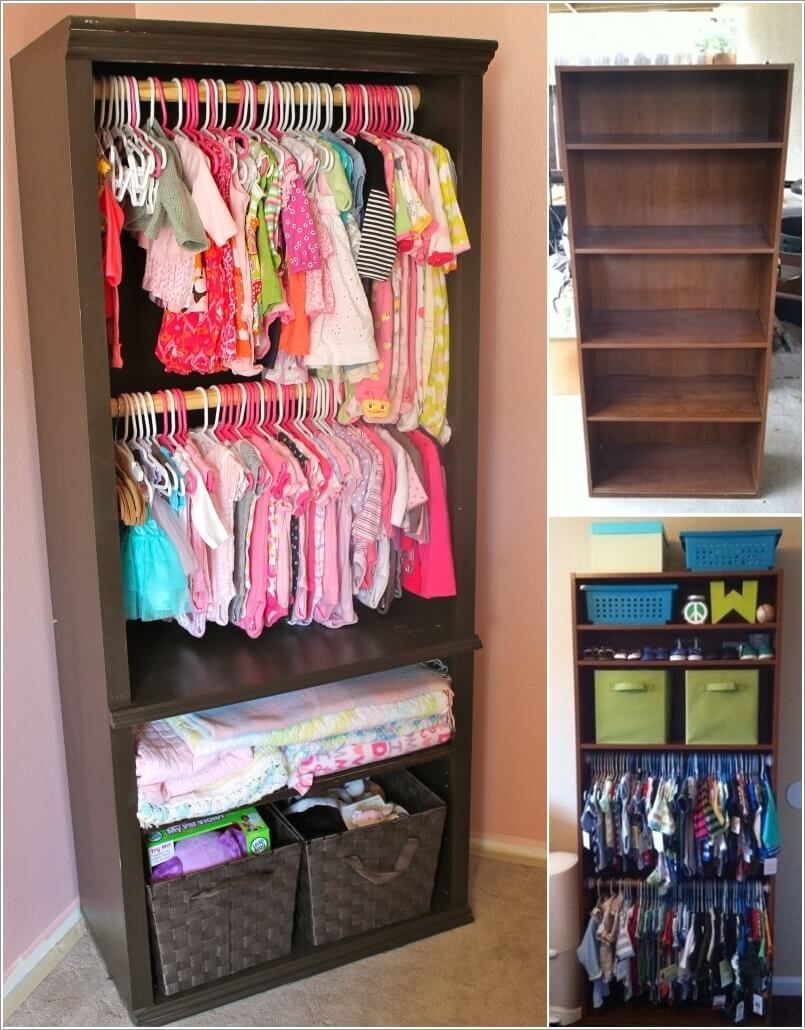 Re-imagine An Old Bookcase Into a Baby Nursery Closet
