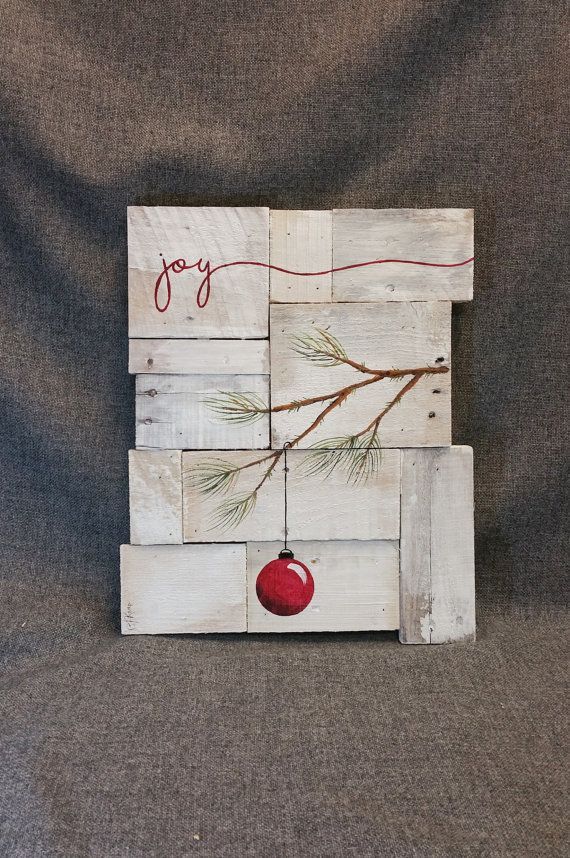 Rustic Christmas decor, Christmas Joy, Pallet art, Farmhouse decor, One of a kind, ORIGINAL, Hand painted, Shabbt chic, Distressed