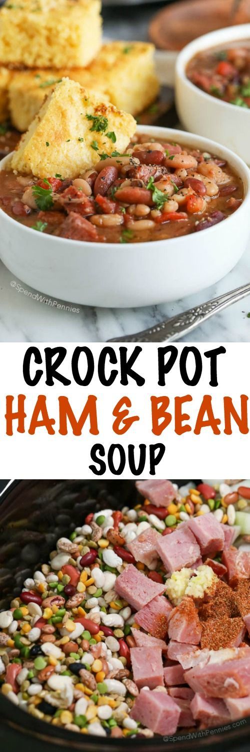 Slow Cooker Ham and Bean Soup is the perfect hearty meal to come home to on a chilly day. This