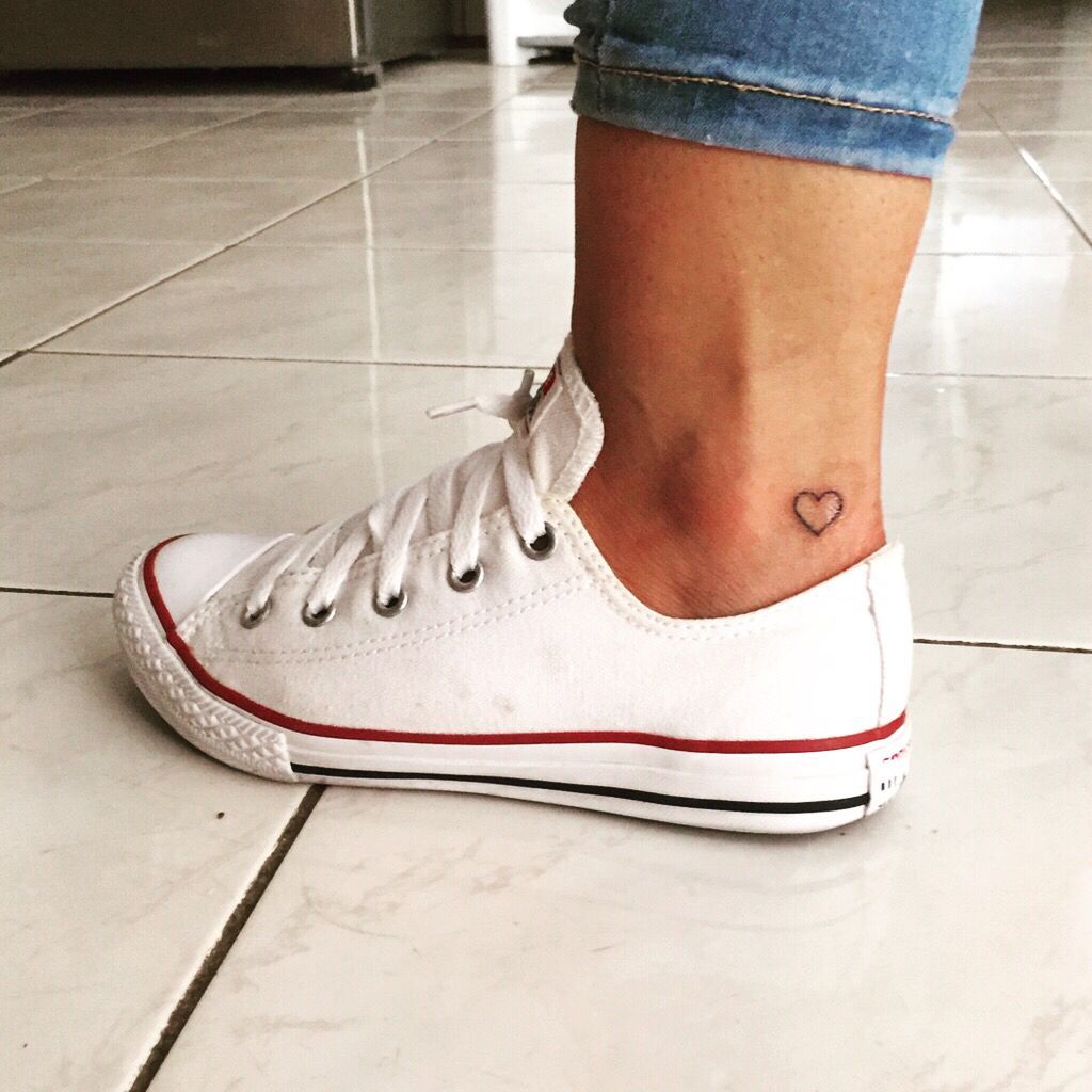 Small tattoo heart ankle