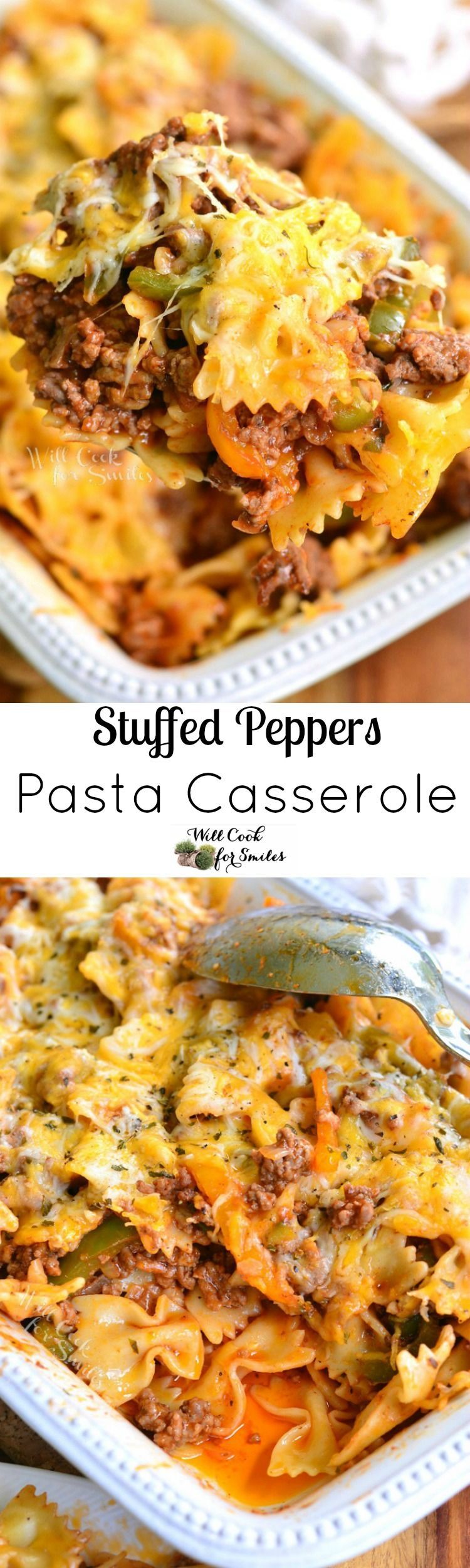 Stuffed Peppers Pasta Casserole. Delicious, simple, and comforting…what else could one want in a great pasta dish?!