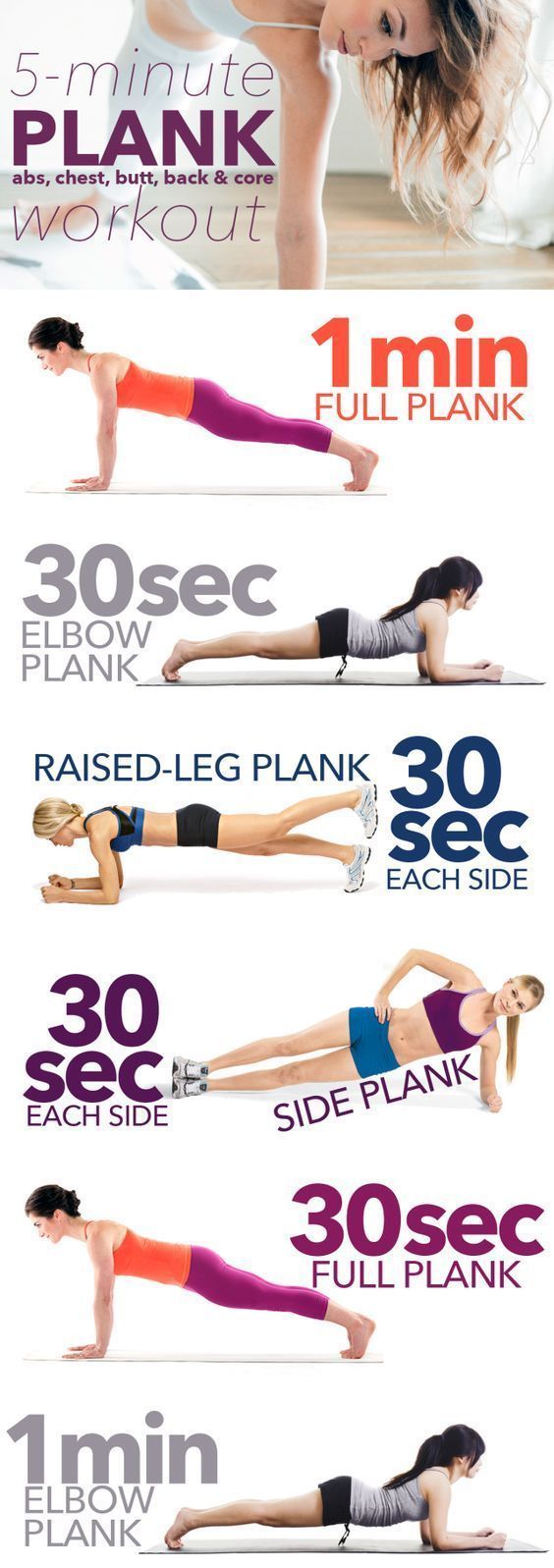 The 5-minute full-body plank workout that requires almost no movement… but youll feel it working! | Workout | Pinterest | Plank
