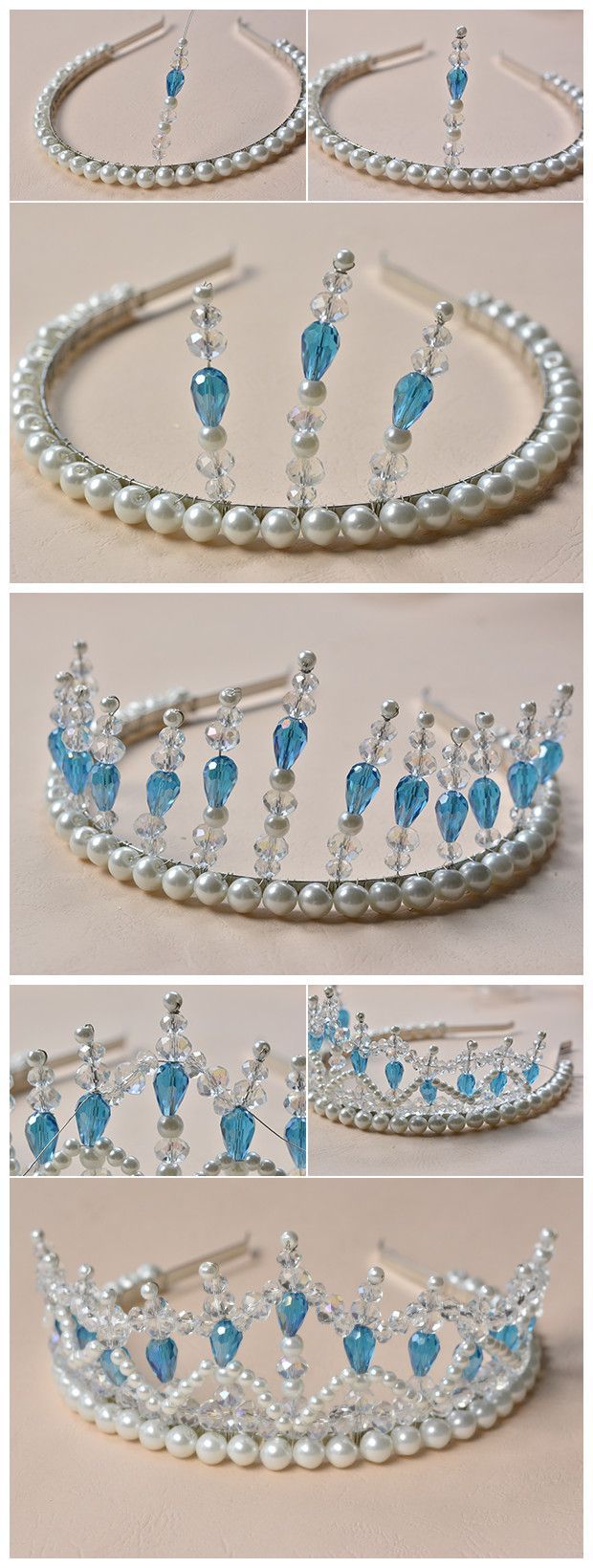 The white wedding crown is made of pearl and crystal for bridesmaid, wanna to do for yourself or your friends?