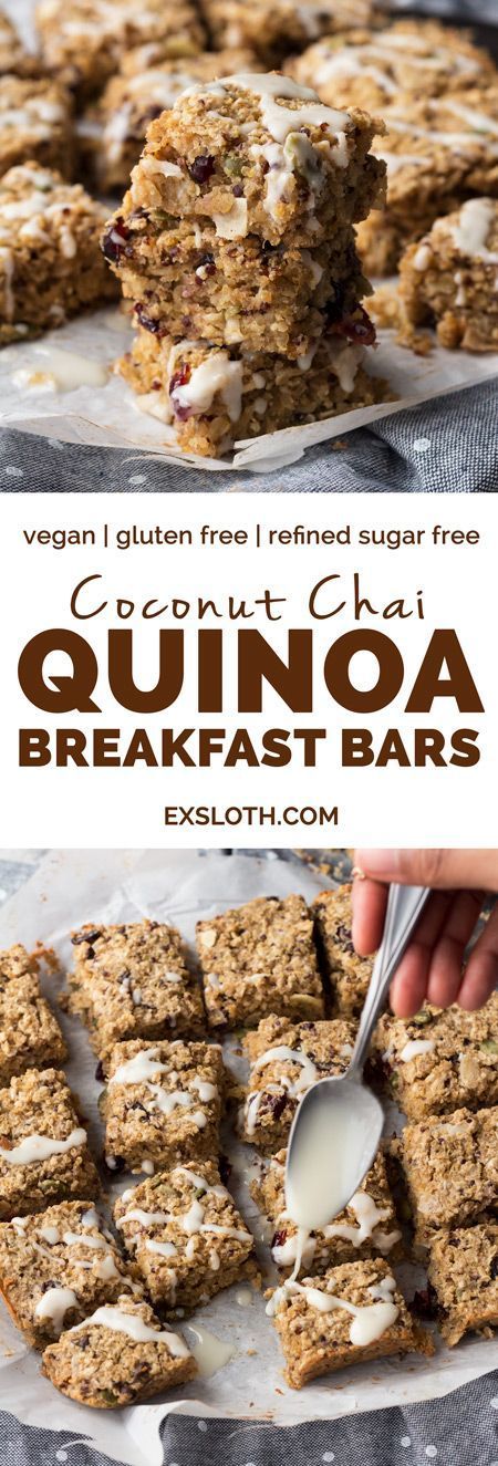 These coconut chai quinoa breakfast bars are vegan, gluten-free, refined sugar-free, filled with plant-based protein and can be