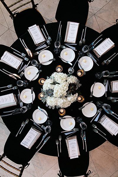 Think you cant use black as a primary wedding color? Think again. When paired with white, the effect is so timeless that youll