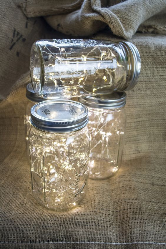 Tiny LED Lights in Jars – 17 Homemade Wedding Decorations for Couples on a Budget – EverAfterGuide