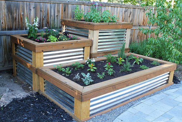 To build the raised herb garden, the pinners husband used pressure treated 2×4′s, 2×6′s, and 4×4′s. He built the frame