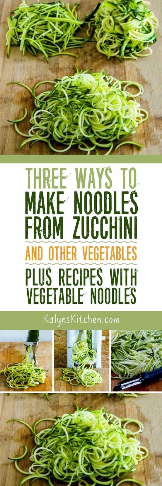 Vegetable noodles are a great way to satisfy that pasta craving with lower-carb options, and here are Three Ways to Make Noodles