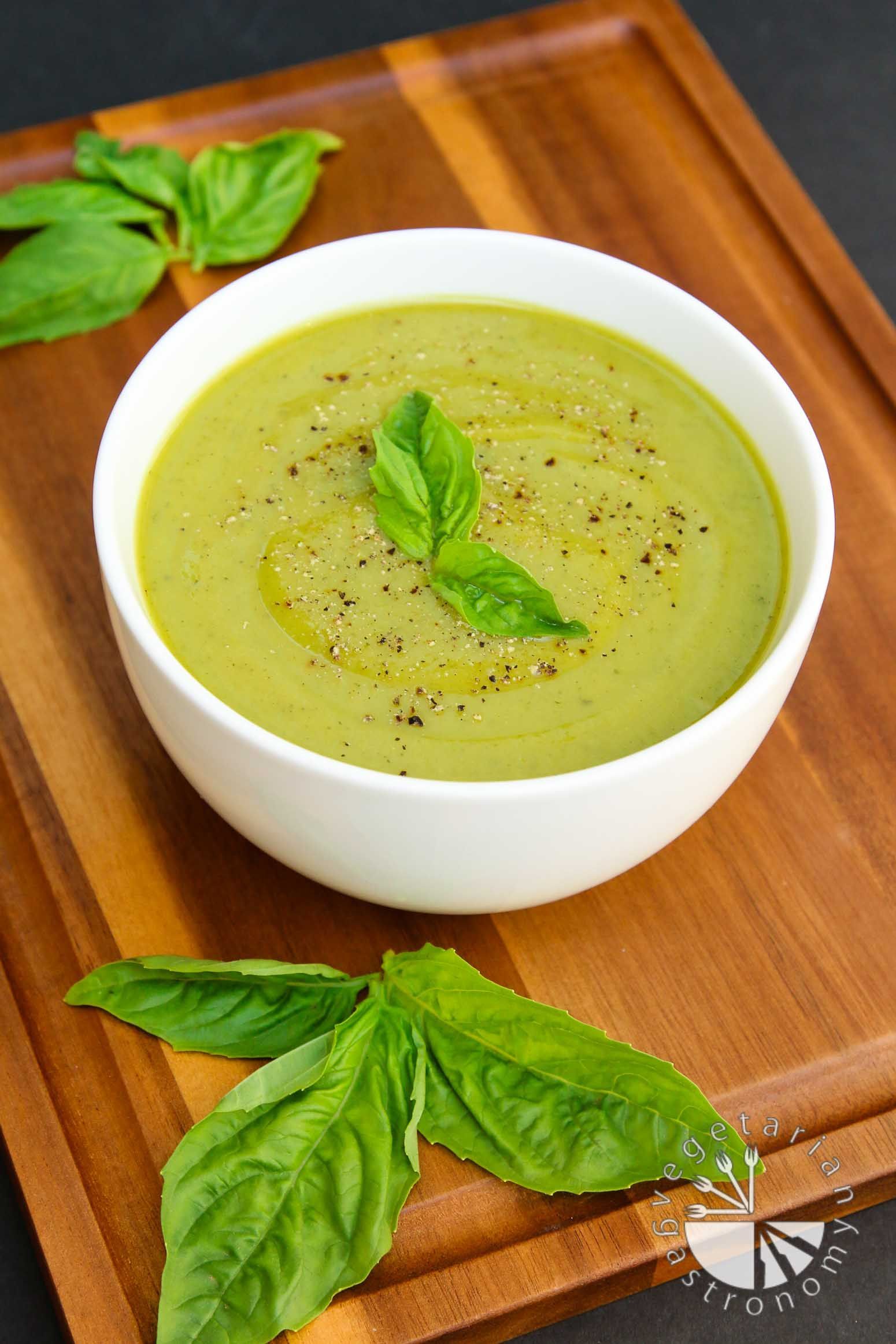 Velvety Zucchini Basil Soup (vegan, gluten-free) – Vegetarian Gastronomy | One spoonful of this soup and you’ll be BEGGING for