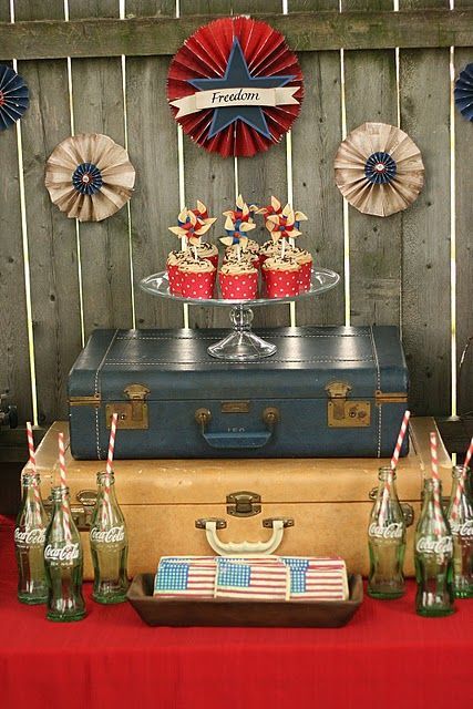 Vintage WWII Fourth of July dessert table