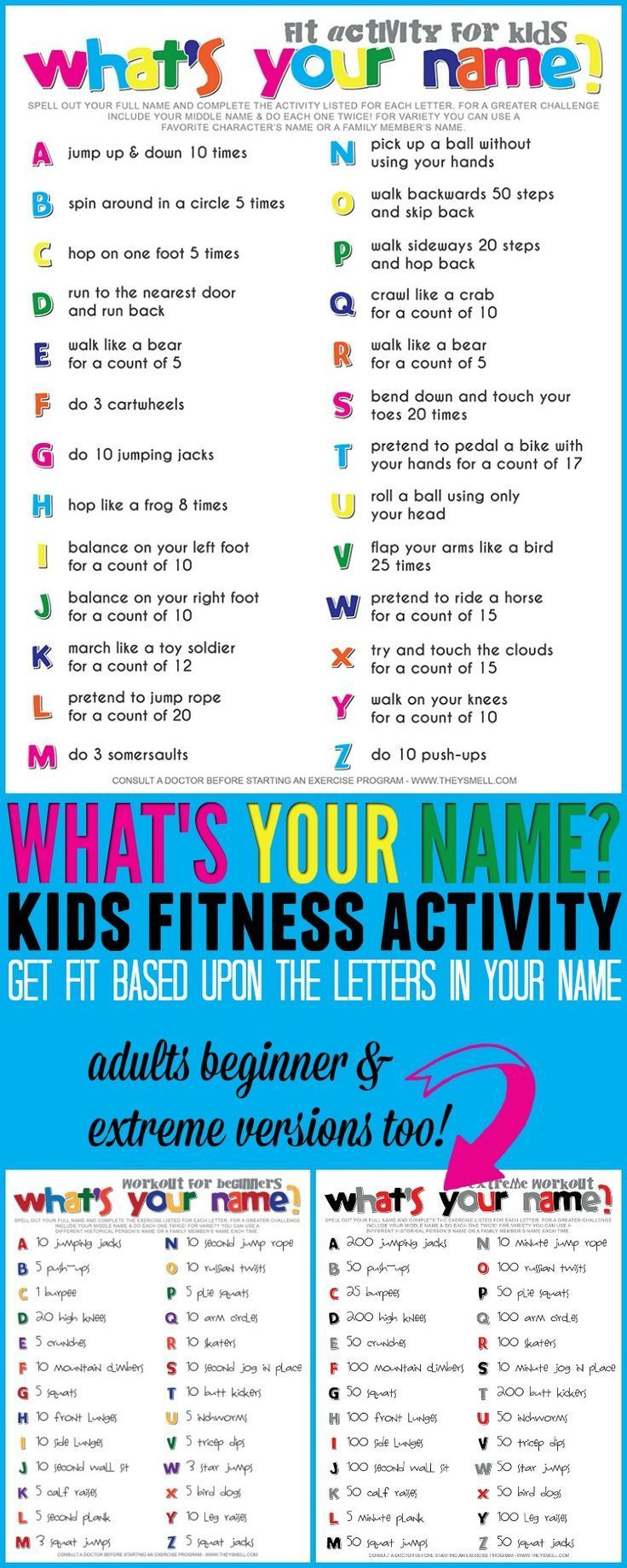 Whats your name? Fitness activity for kids. Your kids will get a workout without realizing it when you make fitness into a fun