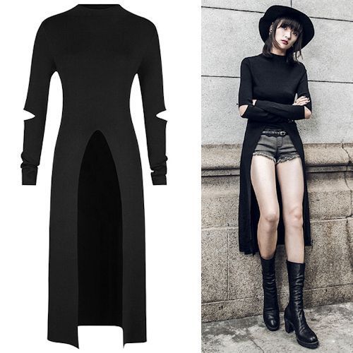Women Black Gothic Fashion Sweater Coat Clothing Store Online SKU-11411062