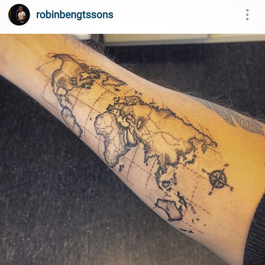 World Map Tattoo By Tattoosbythierry