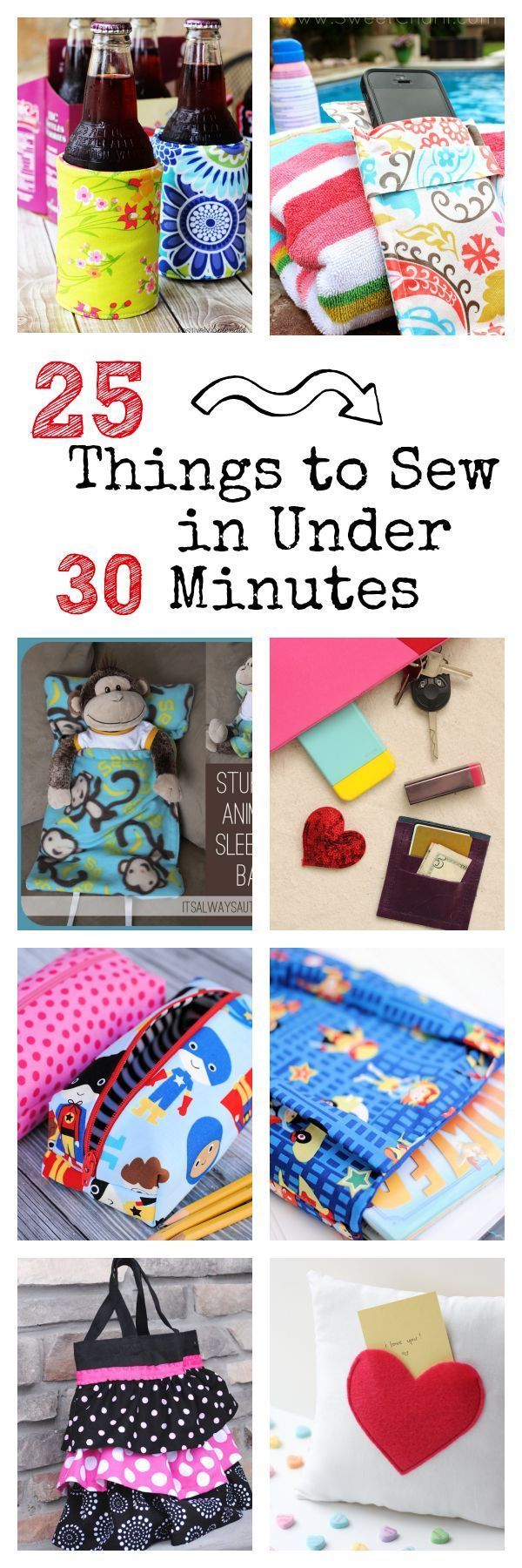25 Things to Sew in Under 30 Minutes-Quick & Easy DIY sewing projects. Fabulous ideas for homemade Christmas gifts this holiday.