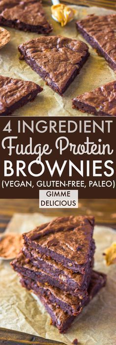 4 Ingredient Fudge Protein Brownies (Vegan, Gluten-free, Paleo) | Gimme Delicious