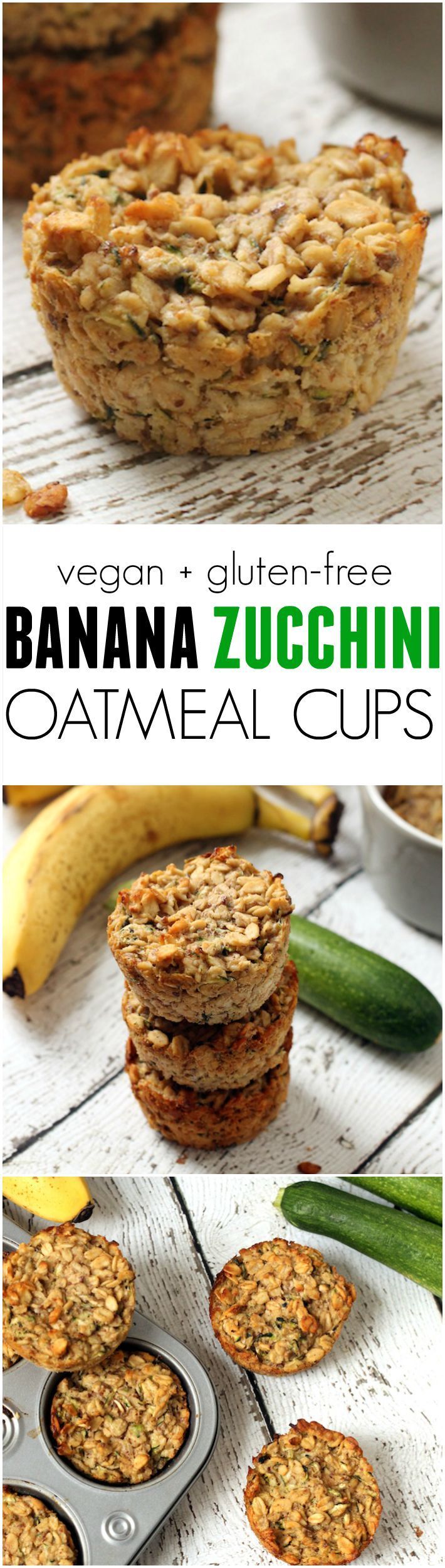 Banana Zucchini Oatmeal Cups –a portable, easy, healthy, breakfast on-the-go! Vegan, gluten-free, kid-friendly, no refined sugar.