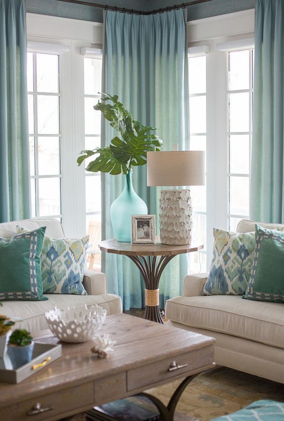 Beach house with light aqua decor and soft neutrals